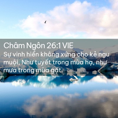 Picture 02 - Châm Ngôn 26:1 VIE - Sự vinh hiển không xứng cho kẻ ngu - Bible Verse Picture