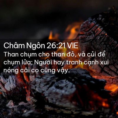 Picture 02 - Châm Ngôn 26:21 VIE - Than chụm cho than đỏ, và củi để - Bible Verse Picture
