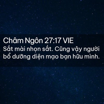 Picture 02 - Châm Ngôn 27:17 VIE - Sắt mài nhọn sắt. Cũng vậy người - Bible Verse Picture