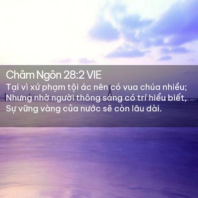 Picture 02 - Châm Ngôn 28:2 VIE - Tại vì xứ phạm tội ác nên có vua - Bible Verse Picture