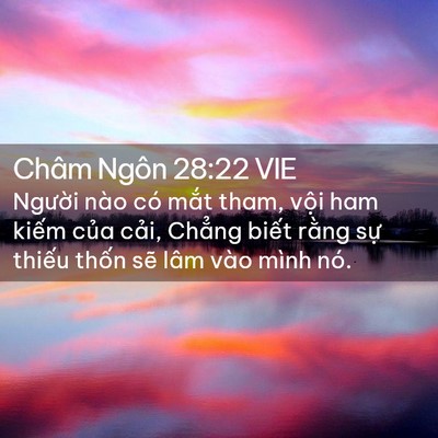 Picture 02 - Châm Ngôn 28:22 VIE - Người nào có mắt tham, vội ham kiếm - Bible Verse Picture