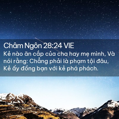 Picture 02 - Châm Ngôn 28:24 VIE - Kẻ nào ăn cắp của cha hay mẹ mình, Và - Bible Verse Picture