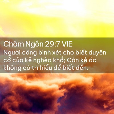 Picture 02 - Châm Ngôn 29:7 VIE - Người công bình xét cho biết duyên cớ - Bible Verse Picture