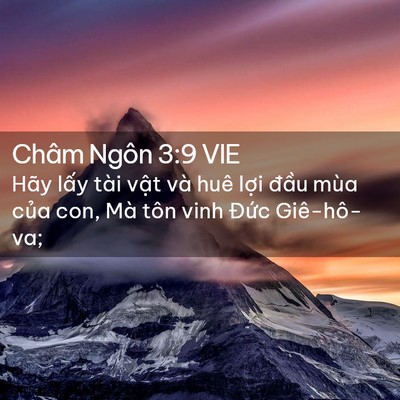 Picture 02 - Châm Ngôn 3:9 VIE - Hãy lấy tài vật và huê lợi đầu mùa - Bible Verse Picture