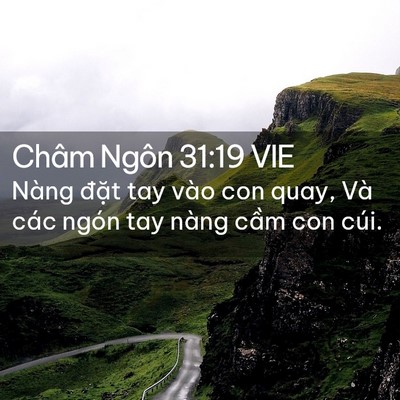 Picture 02 - Châm Ngôn 31:19 VIE - Nàng đặt tay vào con quay, Và các ngón - Bible Verse Picture