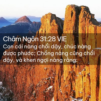 Picture 02 - Châm Ngôn 31:28 VIE - Con cái nàng chổi dậy, chúc nàng được - Bible Verse Picture