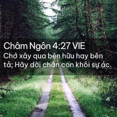 Picture 02 - Châm Ngôn 4:27 VIE - Chớ xây qua bên hữu hay bên tả; Hãy - Bible Verse Picture
