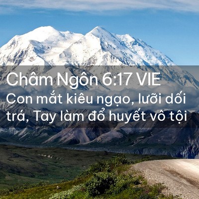 Picture 02 - Châm Ngôn 6:17 VIE - Con mắt kiêu ngạo, lưỡi dối trá, Tay - Bible Verse Picture