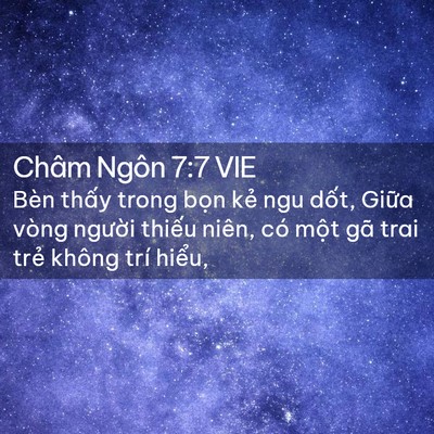 Picture 02 - Châm Ngôn 7:7 VIE - Bèn thấy trong bọn kẻ ngu dốt, Giữa - Bible Verse Picture