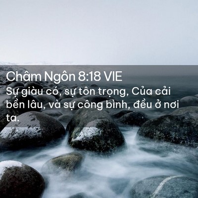 Picture 02 - Châm Ngôn 8:18 VIE - Sự giàu có, sự tôn trọng, Của cải - Bible Verse Picture