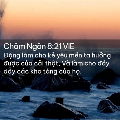 Picture 02 - Châm Ngôn 8:21 VIE - Đặng làm cho kẻ yêu mến ta hưởng - Bible Verse Picture