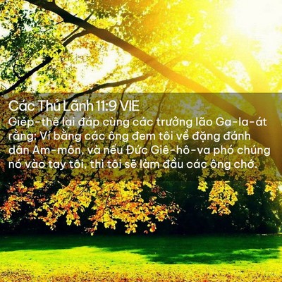 Picture 02 - Các Thủ Lãnh 11:9 VIE - Giép-thê lại đáp cùng các trưởng lão - Bible Verse Picture