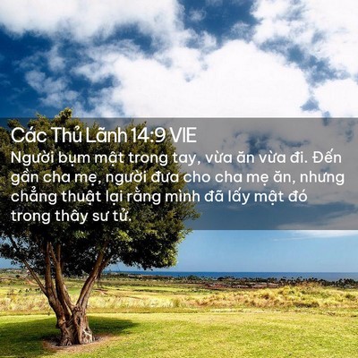 Picture 02 - Các Thủ Lãnh 14:9 VIE - Người bụm mật trong tay, vừa ăn vừa - Bible Verse Picture