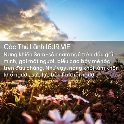 Picture 02 - Các Thủ Lãnh 16:19 VIE - Nàng khiến Sam-sôn nằm ngủ trên đầu - Bible Verse Picture