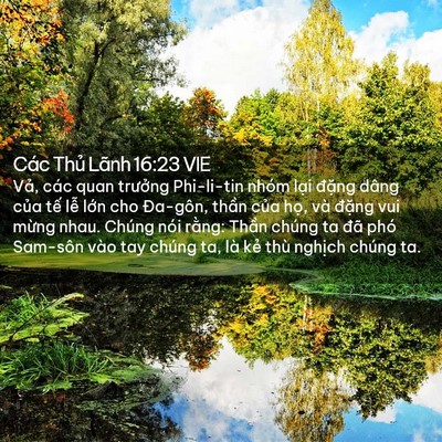 Picture 02 - Các Thủ Lãnh 16:23 VIE - Vả, các quan trưởng Phi-li-tin nhóm lại - Bible Verse Picture