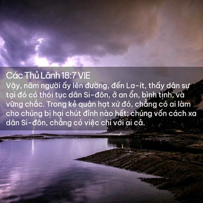 Picture 02 - Các Thủ Lãnh 18:7 VIE - Vậy, năm người ấy lên đường, đến - Bible Verse Picture