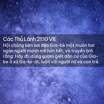 Picture 02 - Các Thủ Lãnh 21:10 VIE - Hội chúng bèn sai đến Gia-be một muôn - Bible Verse Picture