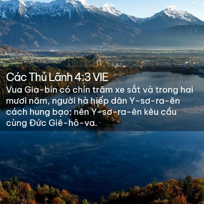 Picture 02 - Các Thủ Lãnh 4:3 VIE - Vua Gia-bin có chín trăm xe sắt và trong - Bible Verse Picture