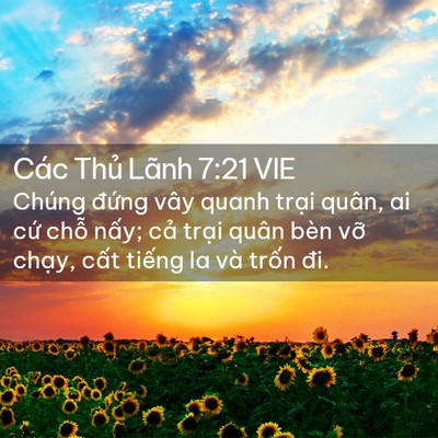 Picture 02 - Các Thủ Lãnh 7:21 VIE - Chúng đứng vây quanh trại quân, ai cứ - Bible Verse Picture