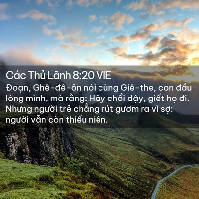 Picture 02 - Các Thủ Lãnh 8:20 VIE - Đoạn, Ghê-đê-ôn nói cùng Giê-the, con - Bible Verse Picture