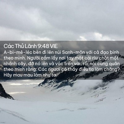 Picture 02 - Các Thủ Lãnh 9:48 VIE - A-bi-mê-léc bèn đi lên núi Sanh-môn với - Bible Verse Picture