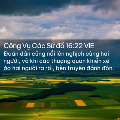 Picture 02 - Công Vụ Các Sứ đồ 16:22 VIE - Đoàn dân cũng nổi lên nghịch cùng hai - Bible Verse Picture