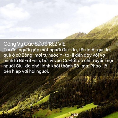 Picture 02 - Công Vụ Các Sứ đồ 18:2 VIE - Tại đó, người gặp một người - Bible Verse Picture