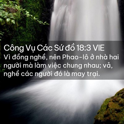 Picture 02 - Công Vụ Các Sứ đồ 18:3 VIE - Vì đồng nghề, nên Phao-lô ở nhà hai - Bible Verse Picture