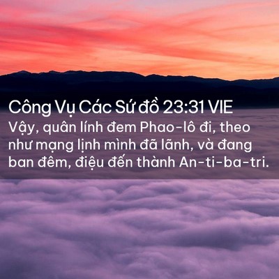 Picture 02 - Công Vụ Các Sứ đồ 23:31 VIE - Vậy, quân lính đem Phao-lô đi, theo như - Bible Verse Picture