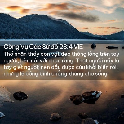 Picture 02 - Công Vụ Các Sứ đồ 28:4 VIE - Thổ nhân thấy con vật đeo thòng lòng - Bible Verse Picture