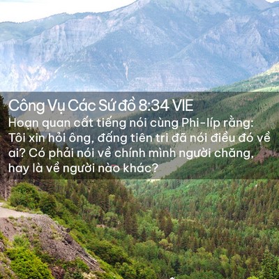 Picture 02 - Công Vụ Các Sứ đồ 8:34 VIE - Hoạn quan cất tiếng nói cùng Phi-líp - Bible Verse Picture