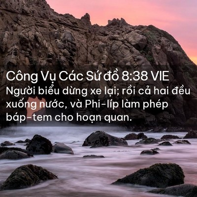 Picture 02 - Công Vụ Các Sứ đồ 8:38 VIE - Người biểu dừng xe lại; rồi cả hai - Bible Verse Picture