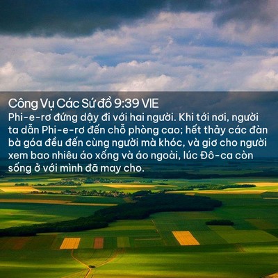 Picture 02 - Công Vụ Các Sứ đồ 9:39 VIE - Phi-e-rơ đứng dậy đi với hai người. - Bible Verse Picture