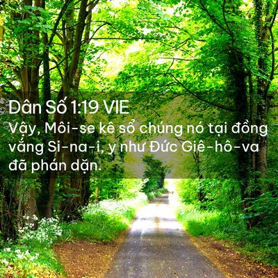 Picture 02 - Dân Số 1:19 VIE - Vậy, Môi-se kê sổ chúng nó tại đồng - Bible Verse Picture