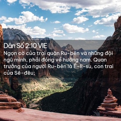 Picture 02 - Dân Số 2:10 VIE - Ngọn cờ của trại quân Ru-bên và - Bible Verse Picture
