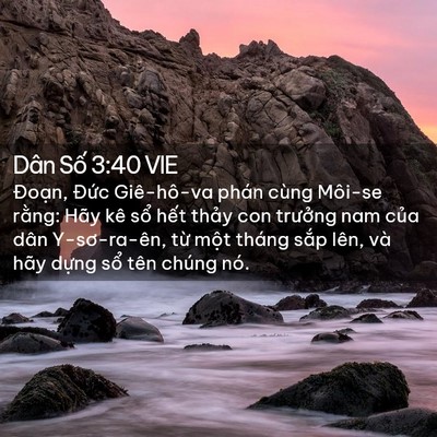 Picture 02 - Dân Số 3:40 VIE - Đoạn, Đức Giê-hô-va phán cùng Môi-se - Bible Verse Picture