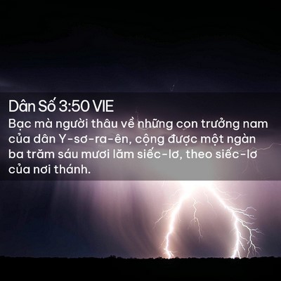 Picture 02 - Dân Số 3:50 VIE - Bạc mà người thâu về những con - Bible Verse Picture
