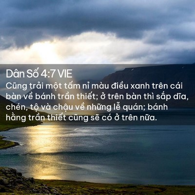 Picture 02 - Dân Số 4:7 VIE - Cũng trải một tấm nỉ màu điều xanh - Bible Verse Picture