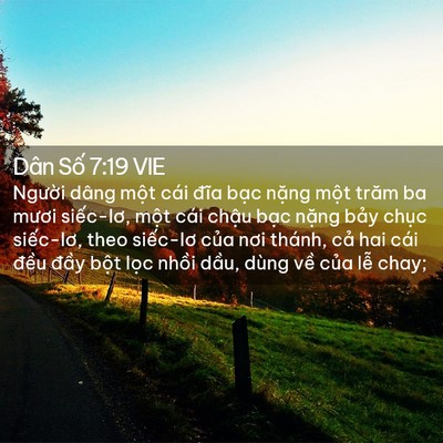 Picture 02 - Dân Số 7:19 VIE - Người dâng một cái đĩa bạc nặng - Bible Verse Picture