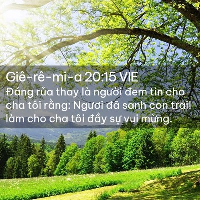 Picture 02 - Giê-rê-mi-a 20:15 VIE - Đáng rủa thay là người đem tin cho cha - Bible Verse Picture
