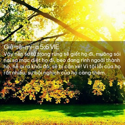 Picture 02 - Giê-rê-mi-a 5:6 VIE - Vậy nên sư tử trong rừng sẽ giết họ - Bible Verse Picture