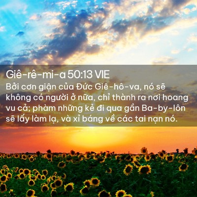 Picture 02 - Giê-rê-mi-a 50:13 VIE - Bởi cơn giận của Đức Giê-hô-va, nó - Bible Verse Picture