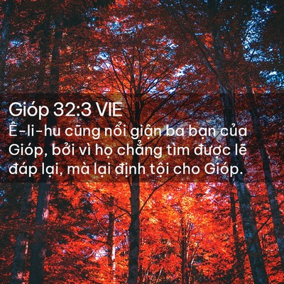 Picture 02 - Gióp 32:3 VIE - Ê-li-hu cũng nổi giận ba bạn của Gióp, - Bible Verse Picture