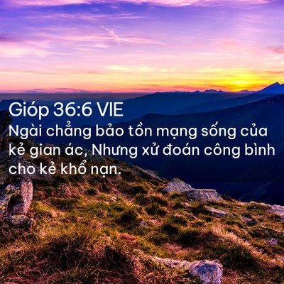 Picture 02 - Gióp 36:6 VIE - Ngài chẳng bảo tồn mạng sống của - Bible Verse Picture