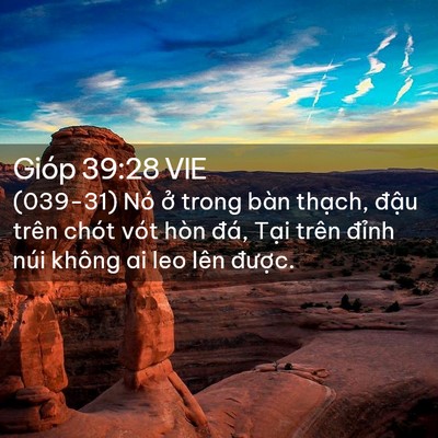 Picture 02 - Gióp 39:28 VIE - (039-31) Nó ở trong bàn thạch, đậu trên - Bible Verse Picture