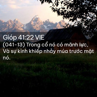 Picture 02 - Gióp 41:22 VIE - (041-13) Trong cổ nó có mãnh lực, Và sự - Bible Verse Picture