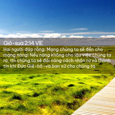 Picture 02 - Giô-sua 2:14 VIE - Hai người đáp rằng: Mạng chúng ta sẽ - Bible Verse Picture