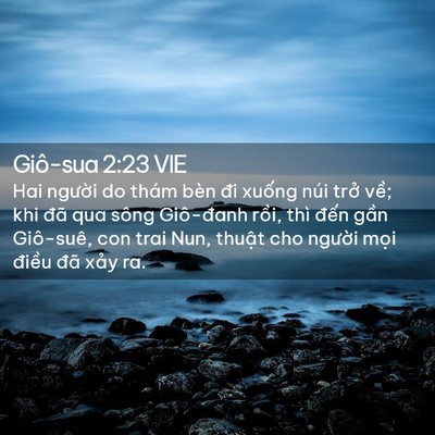 Picture 02 - Giô-sua 2:23 VIE - Hai người do thám bèn đi xuống núi trở - Bible Verse Picture