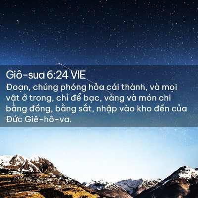 Picture 02 - Giô-sua 6:24 VIE - Đoạn, chúng phóng hỏa cái thành, và - Bible Verse Picture