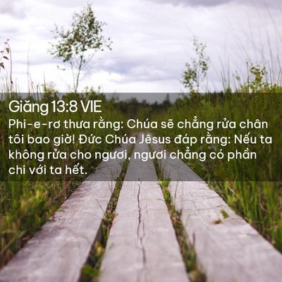 Picture 02 - Giăng 13:8 VIE - Phi-e-rơ thưa rằng: Chúa sẽ chẳng rửa - Bible Verse Picture